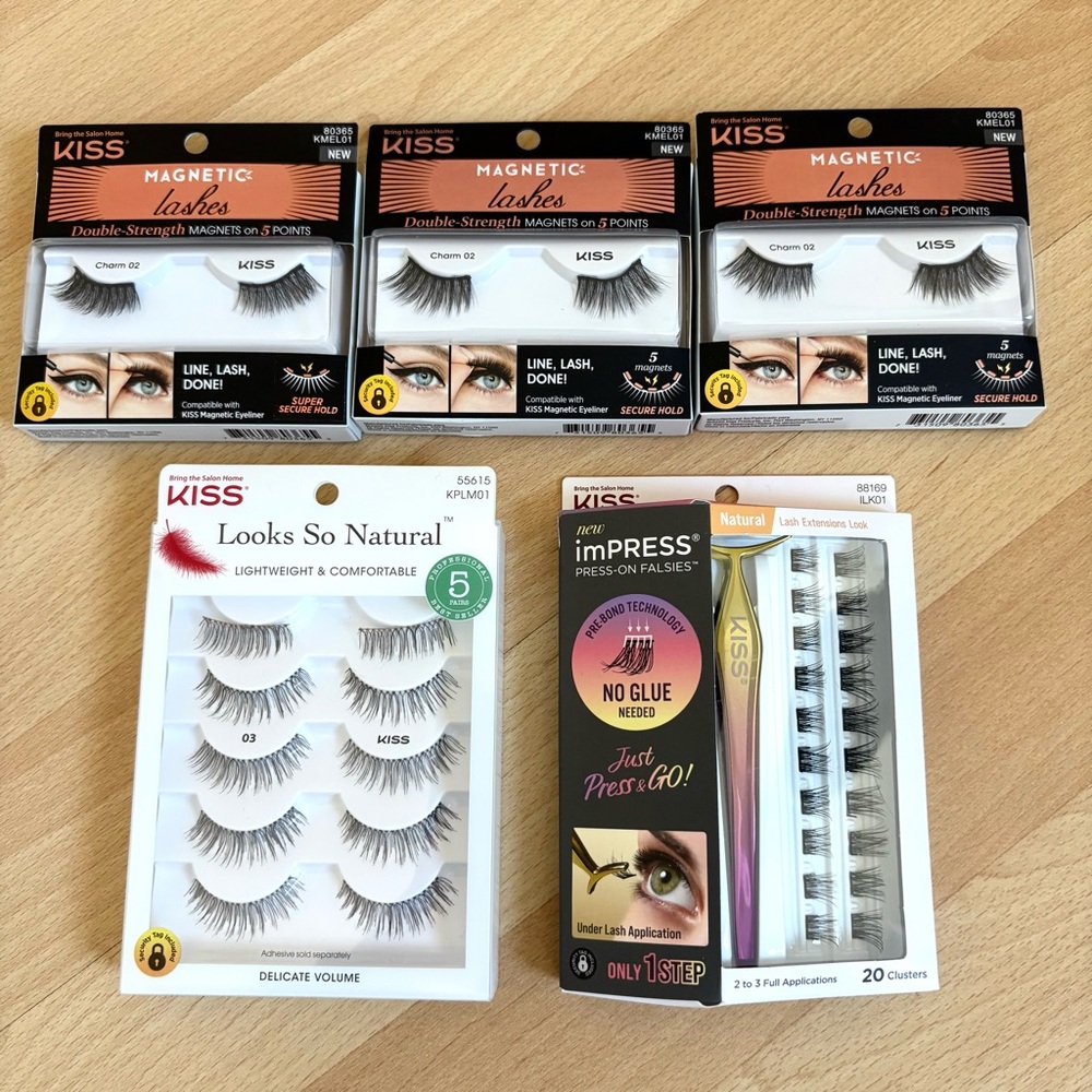 Kiss Lashes Lot of 5 — Magnetic Lashes & Press On Falsies
